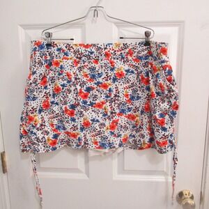 Jones New York Skort Womens XXL White Floral Ruched Side Tie Stretch skirt